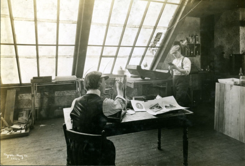 Silk screen printing prep in 1907